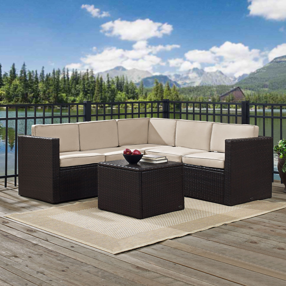 Palm Harbor 6-Piece Outdoor Wicker Seating Set With Sand Cushions