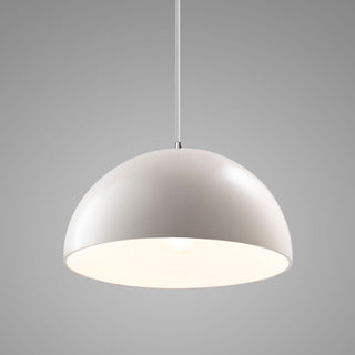 Dome 1-Light Pendant, Matte White, Polished Chrome, White Cord