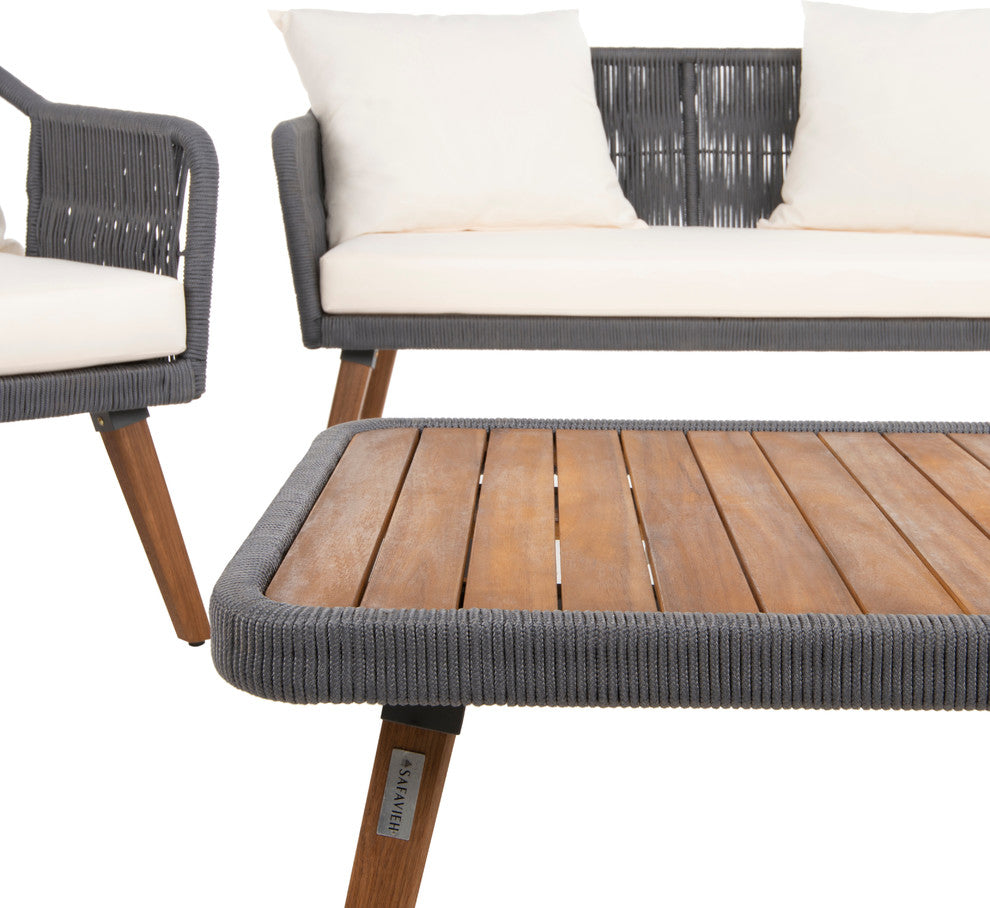 Safavieh Raldin Rope 4 Pc Living Set, Gray/White