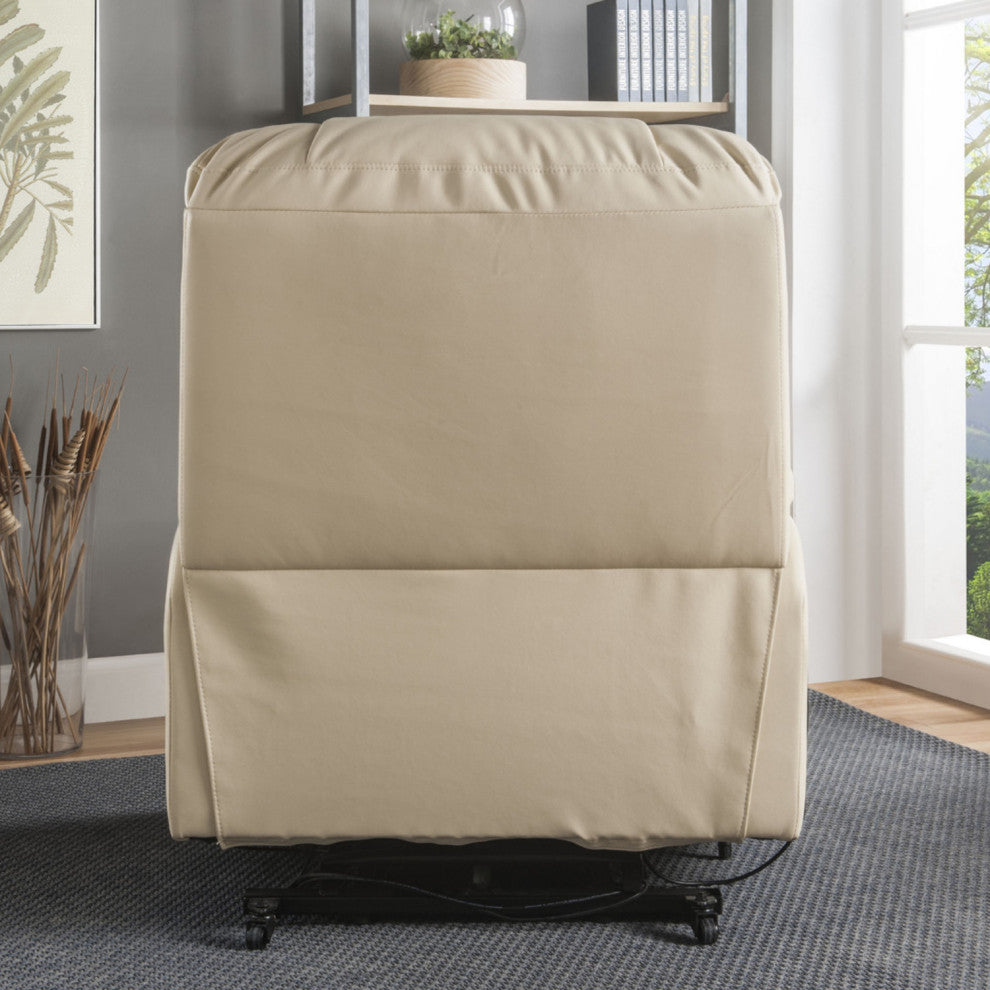 Beige PU Upholstered Recliner With Power Lift and Massage