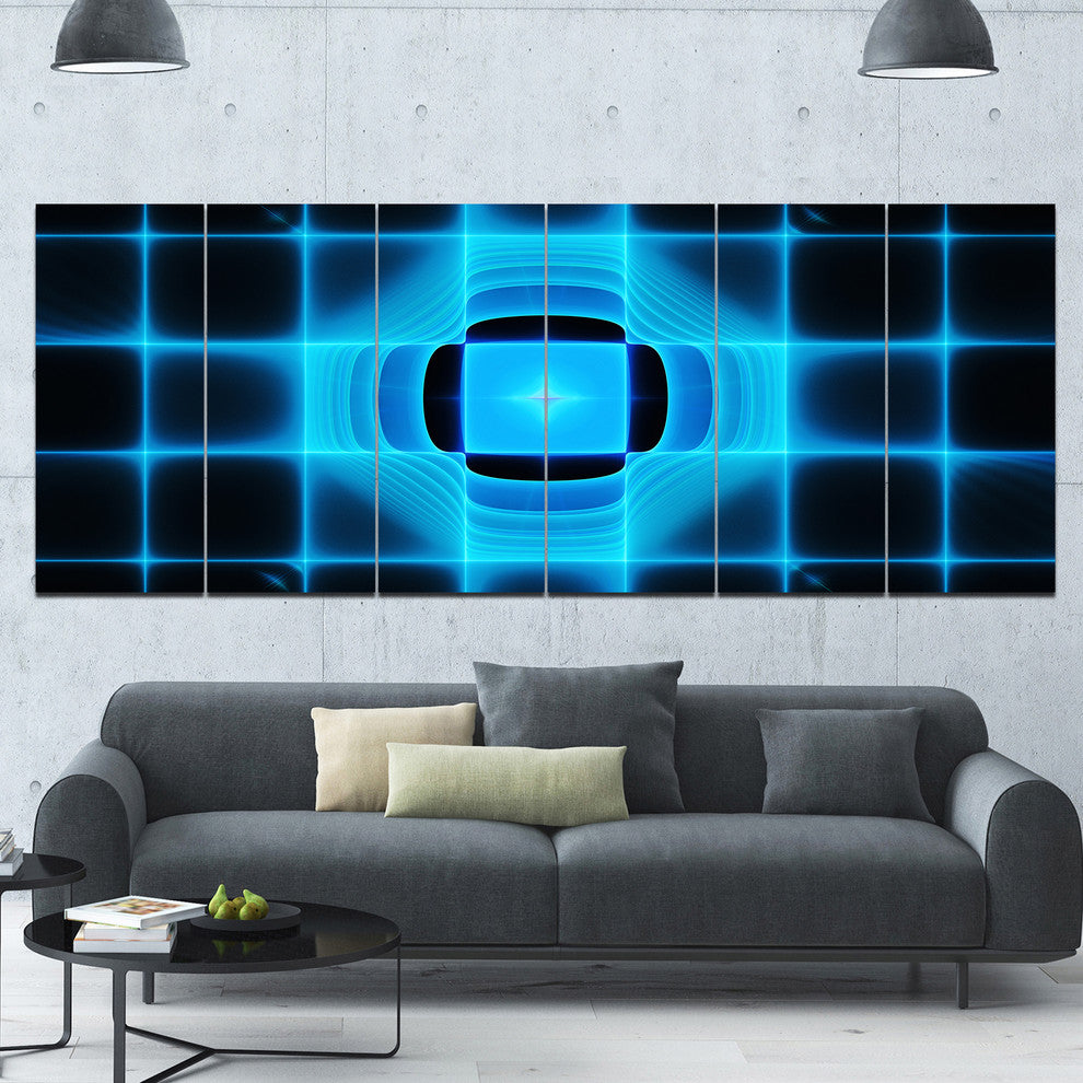 Blue on Black Thermal Infrared Visor, Abstract Canvas Print, 70"x28", 6 Panels