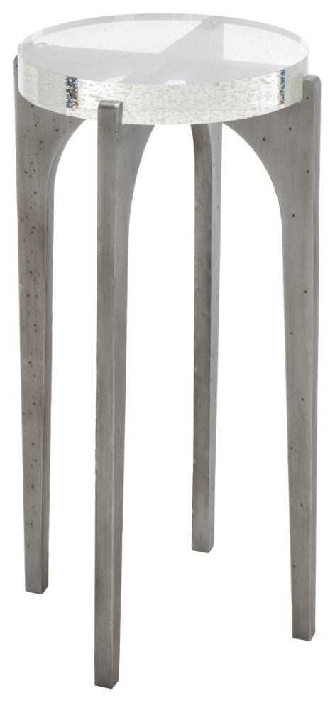 Safavieh Couture Tawny Round Bubble Glass Accent Table, Silver/Clear