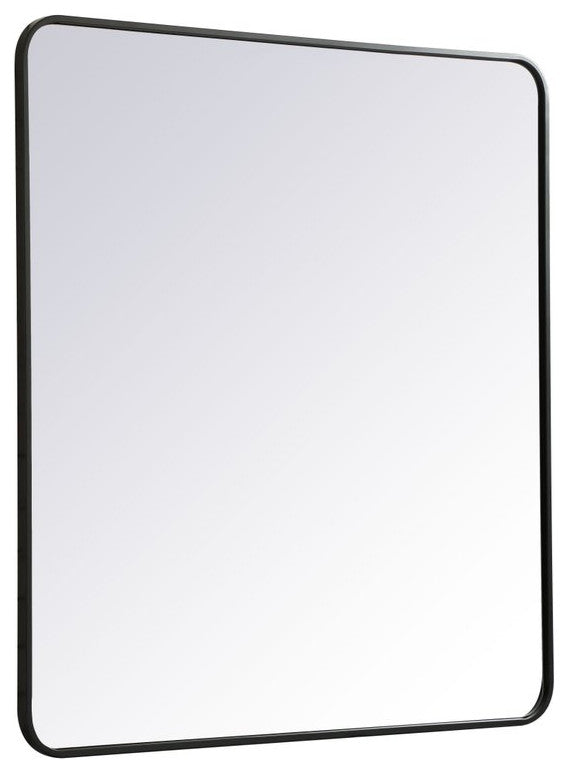 Ellis Soft Corner Metal Rectangular Mirror, Black, 36"x40"