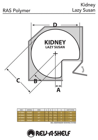 Polymer Kidney 2-Shelf Lazy Susans for Corner Wall Cabinets, White