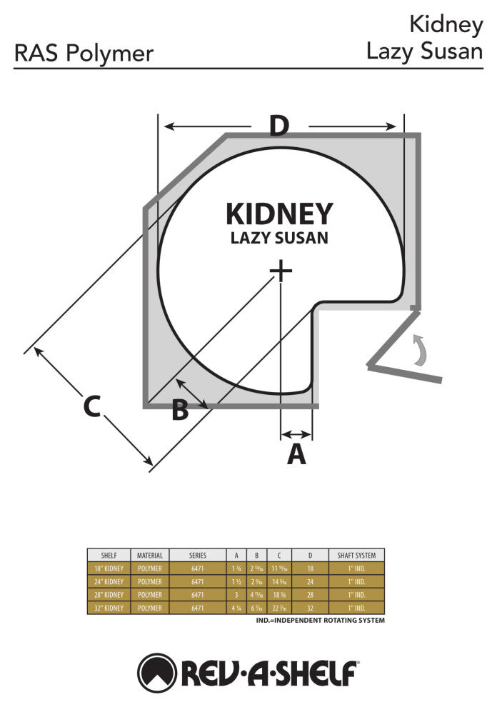 Polymer Kidney 2-Shelf Lazy Susans for Corner Wall Cabinets, White