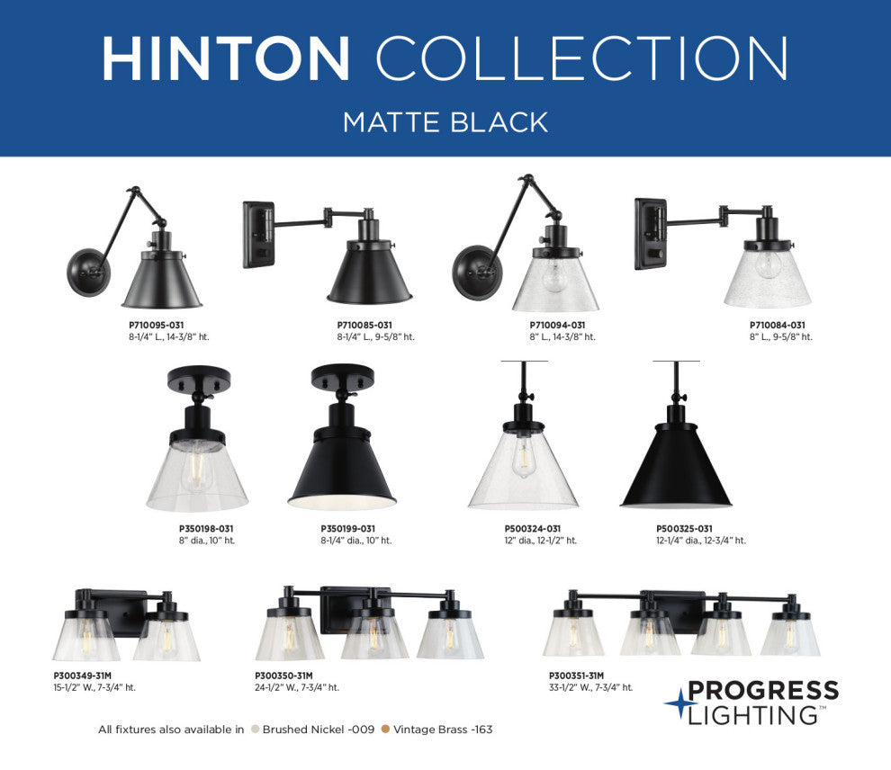 Hinton 1-Light Seeded Glass Industrial Flush Mount Ceiling Light, Matte Black
