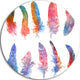 Rainbow Feathers, Raster Illustration, Floral Round Wall Art, 11"