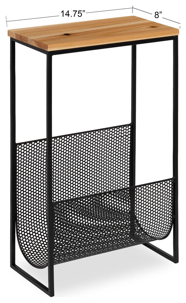 Galen End Table With Magazine Rack, Rustic Brown 14.75X8X24