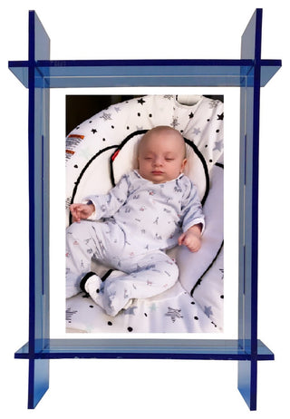 Lucite 5x7 Frame, Neon Blue/Clear
