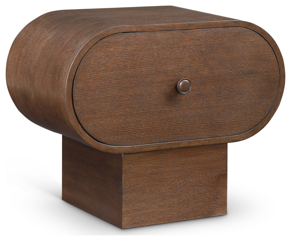 Harlow Solid Wood And Oak Veneer Night Stand, Brown
