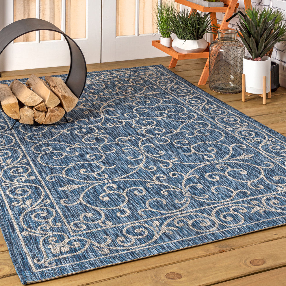 Charleston Vintage Filigree Textured Weave Indoor/Outdoor Area Rug