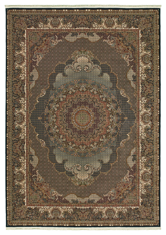 Mackenzie Medallion Blue/Red Area Rug, 7'10"x10'10"