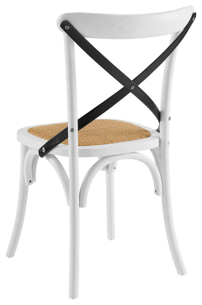 Side Dining Chair, Set of 2, Wood, White Black, Modern, Cafe Bistro Restaurant