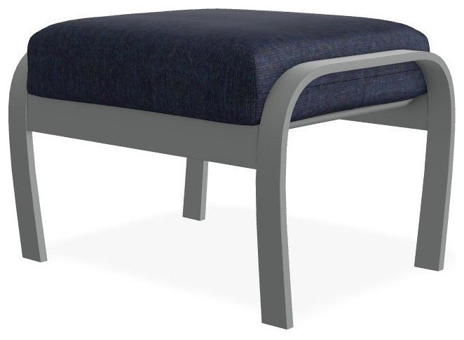 Belle Isle Cushion Outdoor Ottoman, Indigo/Graphite