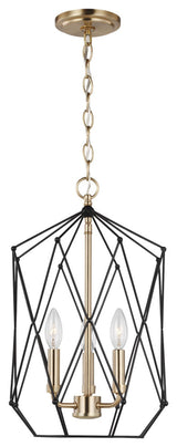Zarra Medium Three Light Lantern, Satin Brass