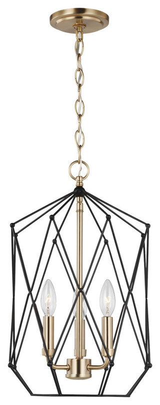 Zarra Medium Three Light Lantern, Satin Brass