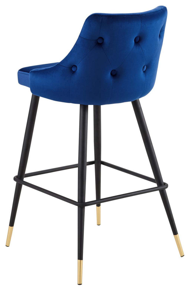 Bar Stool Chair Barstool, Set of 2, Velvet, Blue Navy, Modern, Bar Pub Bistro