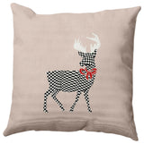 Merry Deer Decorative Throw Pillow, Taupe, 16"x16"