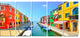 Colorful Burano Island Canal Venice, Landscape Canvas Art, 60"x28", 5 Panels