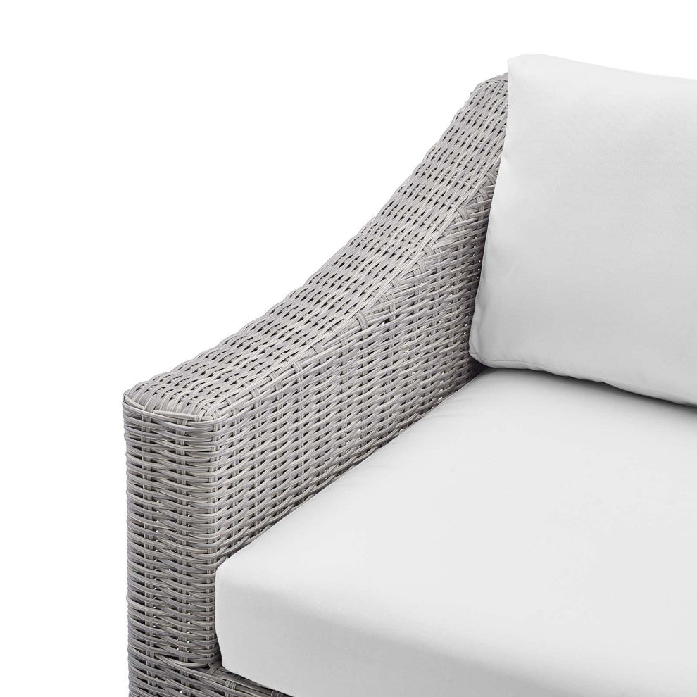 Lounge Chair, Sunbrella, Rattan, Wicker, Gray White, Modern, Outdoor Patio