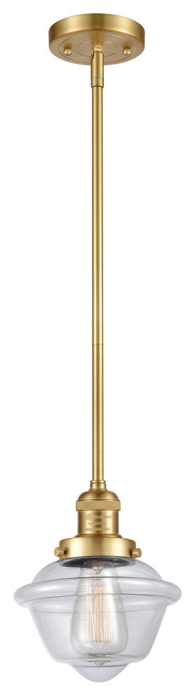 Small Oxford 1 Light Mini Pendant, Satin Gold, Clear