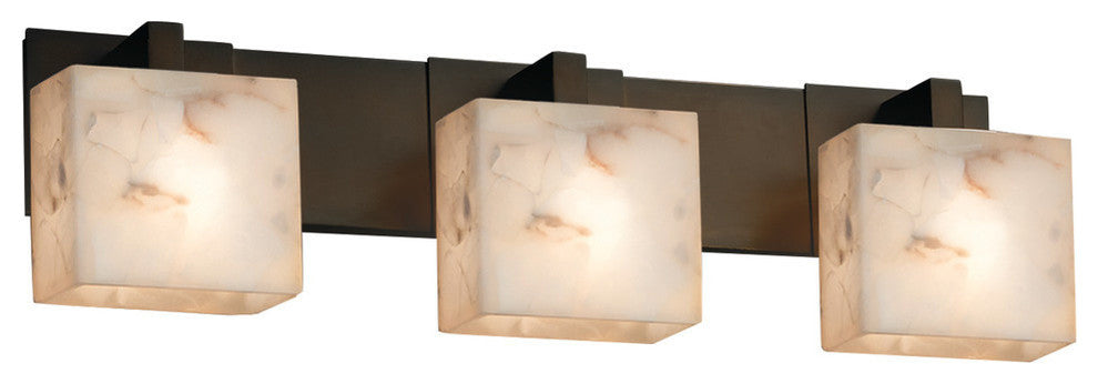 Alabaster Rocks! Modular 3-Light Bath Bar, Rectangle, Bronze, LED