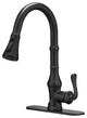 Wellfor Single Level Stainless Steel Kitchen Faucet With Pull Down Spray, Oil Rubbed Bronze