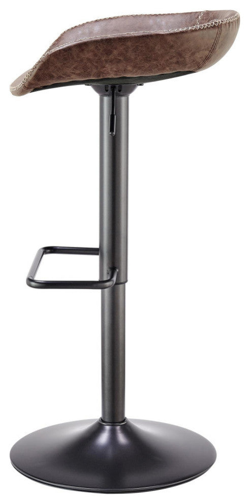 Rogue PU Gaslift Bar Stool, Set of 2, Vintage Coffee Brown