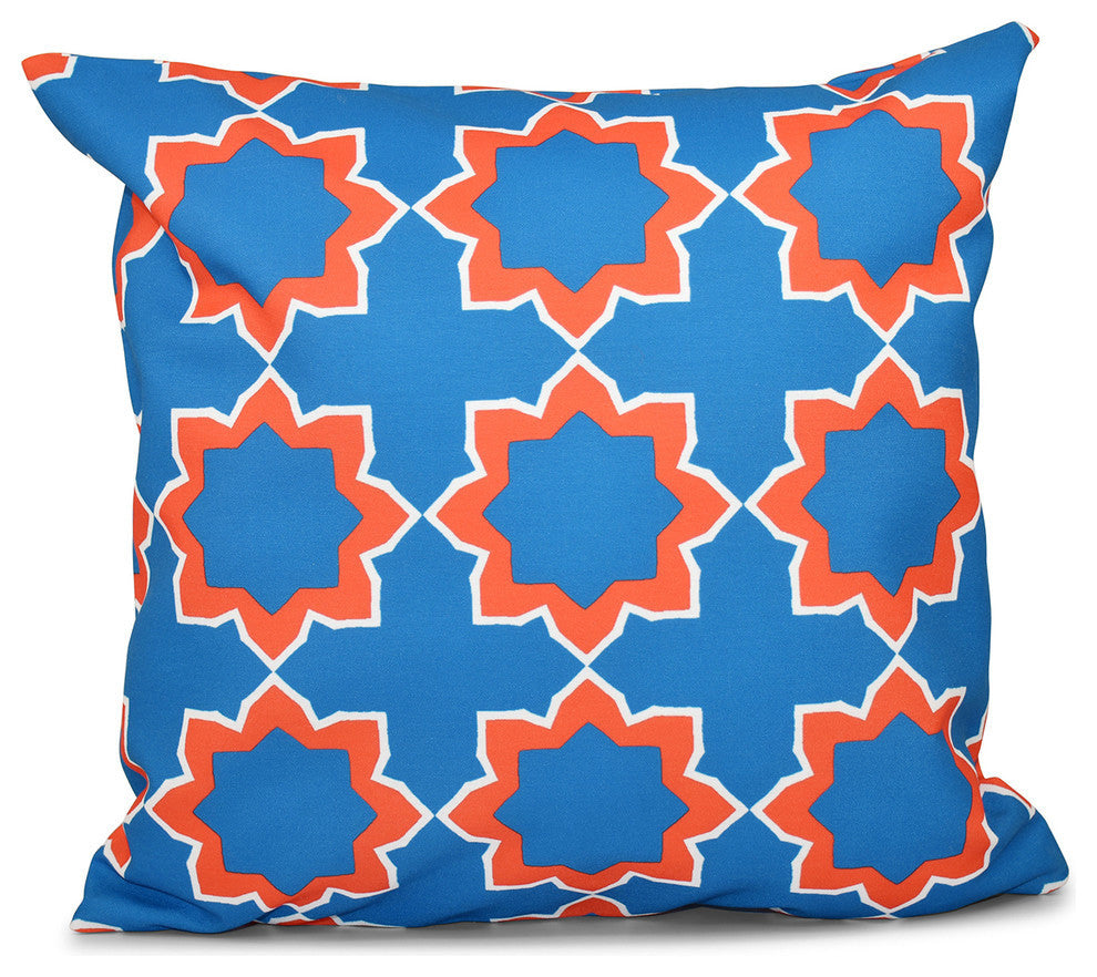 Bohemian 2, Geometric Print Pillow, Blue, 18"x18"