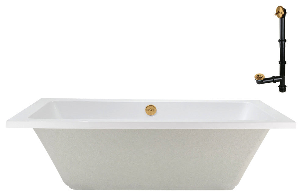 Streamline 66 in. x 34 in. Acrylic Drop-In Bathtub, Brushed Gold