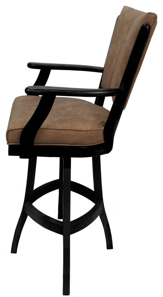 Classic Counter Bar Stools, Pecan Brown Vinyl Black, 34"
