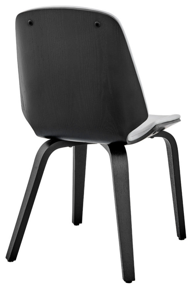Brinley Gray Faux Leather and Black Wood Dining Room Accent Chair