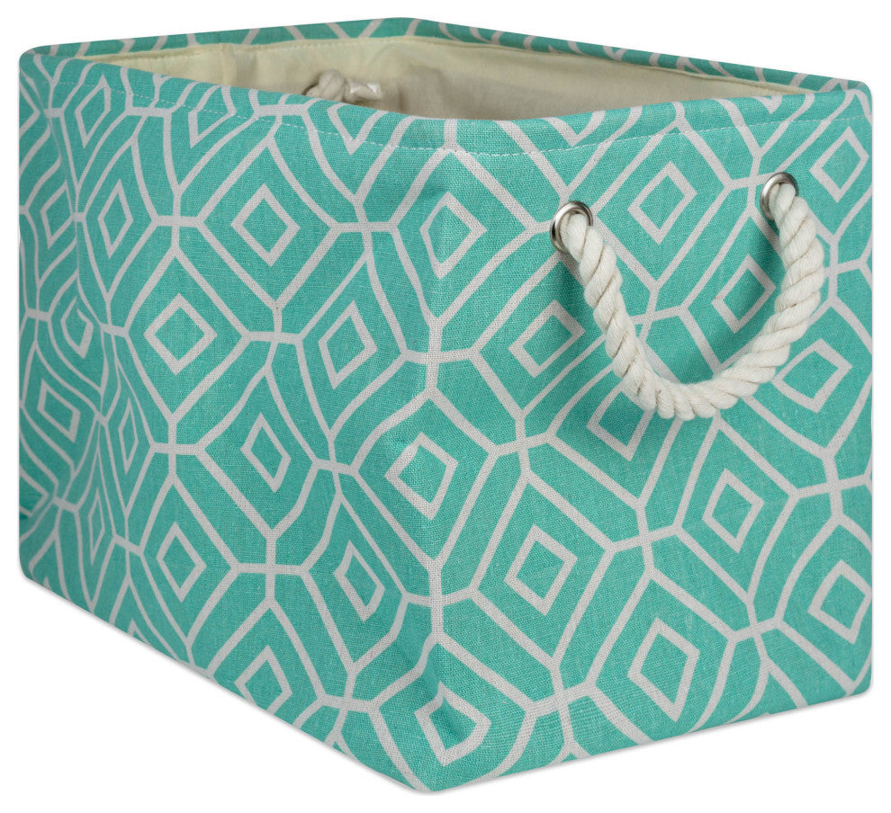 DII Polyester Bin Stained Glass Aqua Rectangle Large