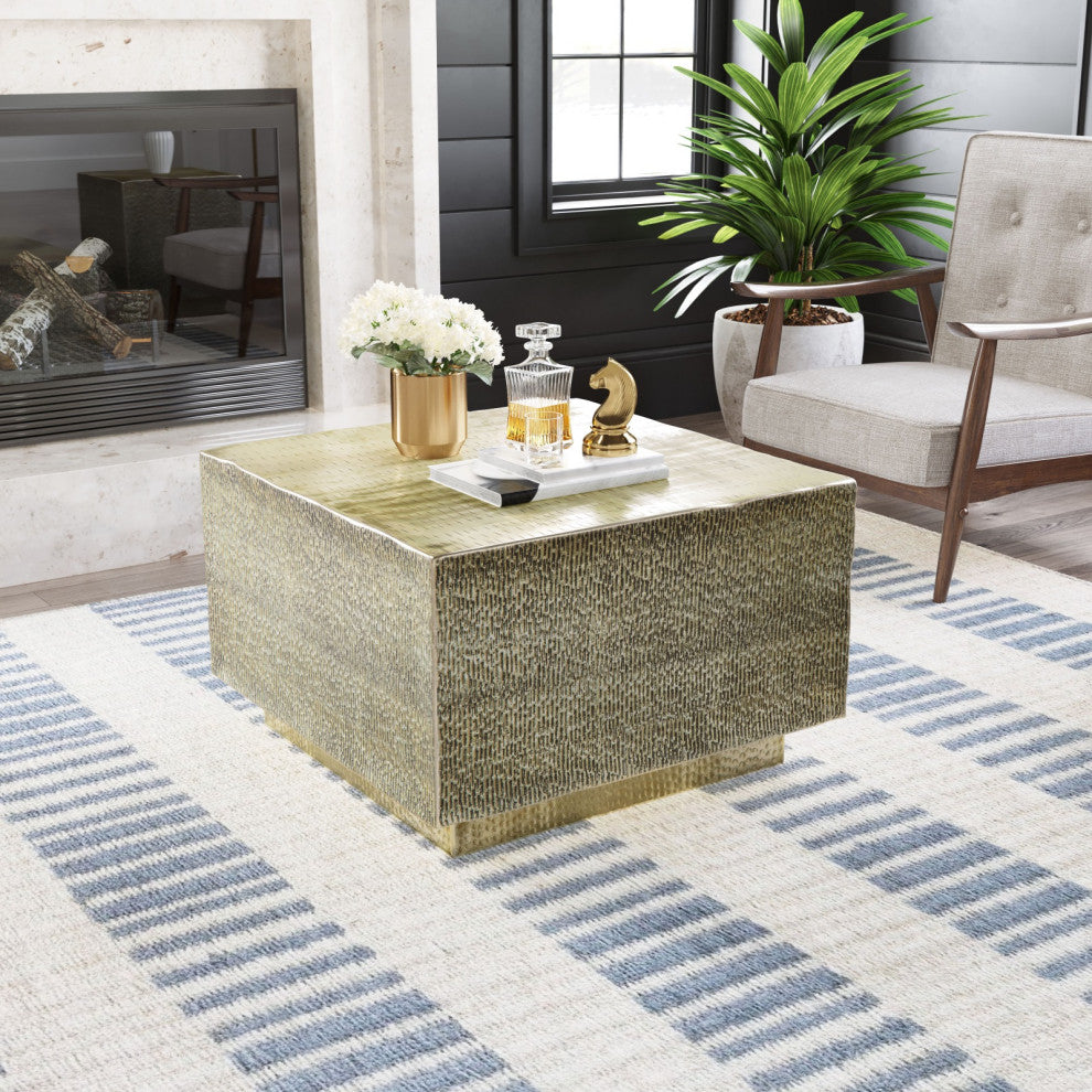 Coffee Table, Square, Aluminum, Metal, Gold, Lounge Cafe Lobby Hospitality