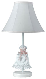 60W Doll Skirt Lamp, Multi Finish, White Shade