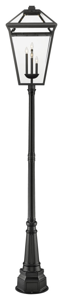 Zlite 579PHXLXR-564P-BK 4-Light Outdoor Post Mounted Fixture, Clear Beveled