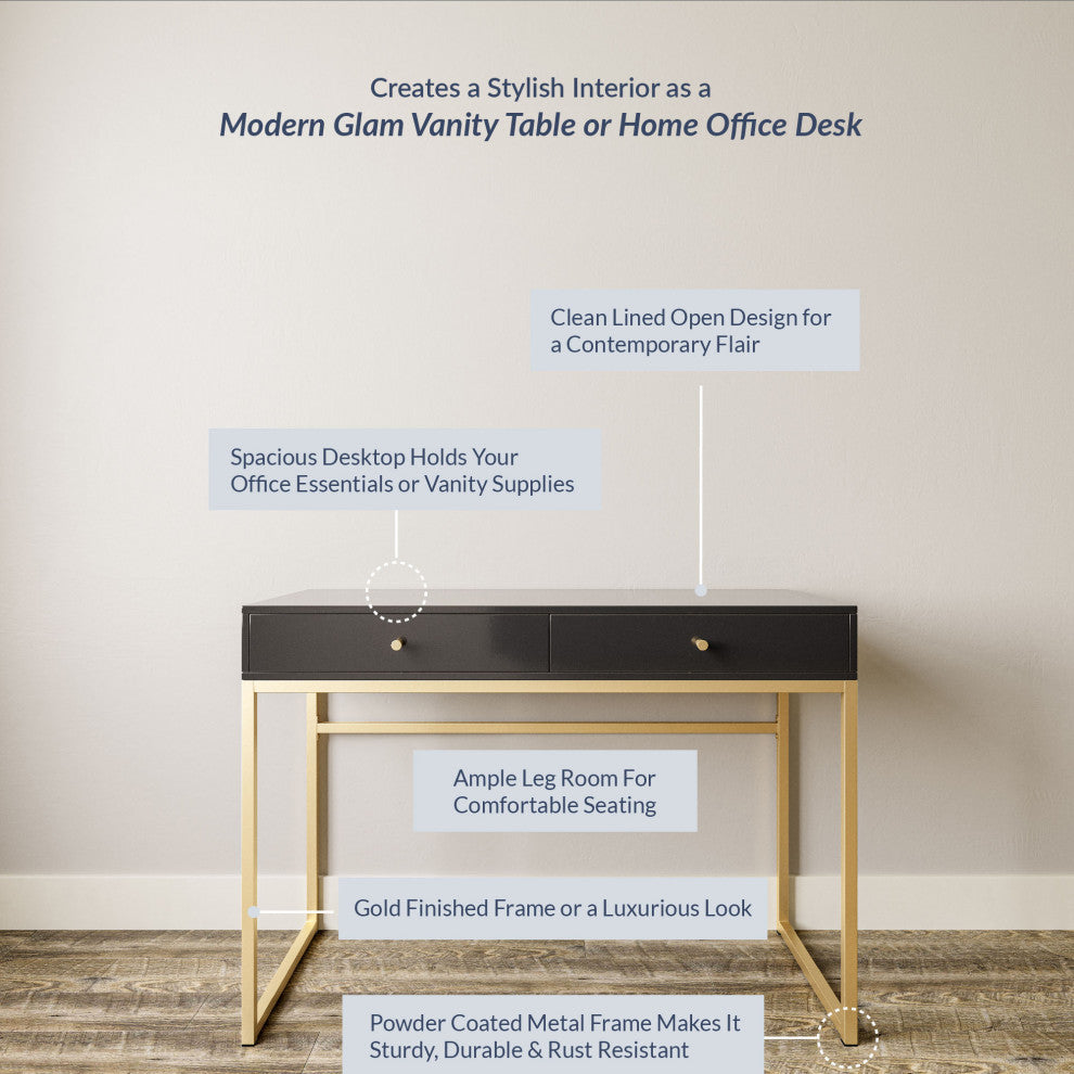 42" Home Office Writing Computer Desk Console Table, Black