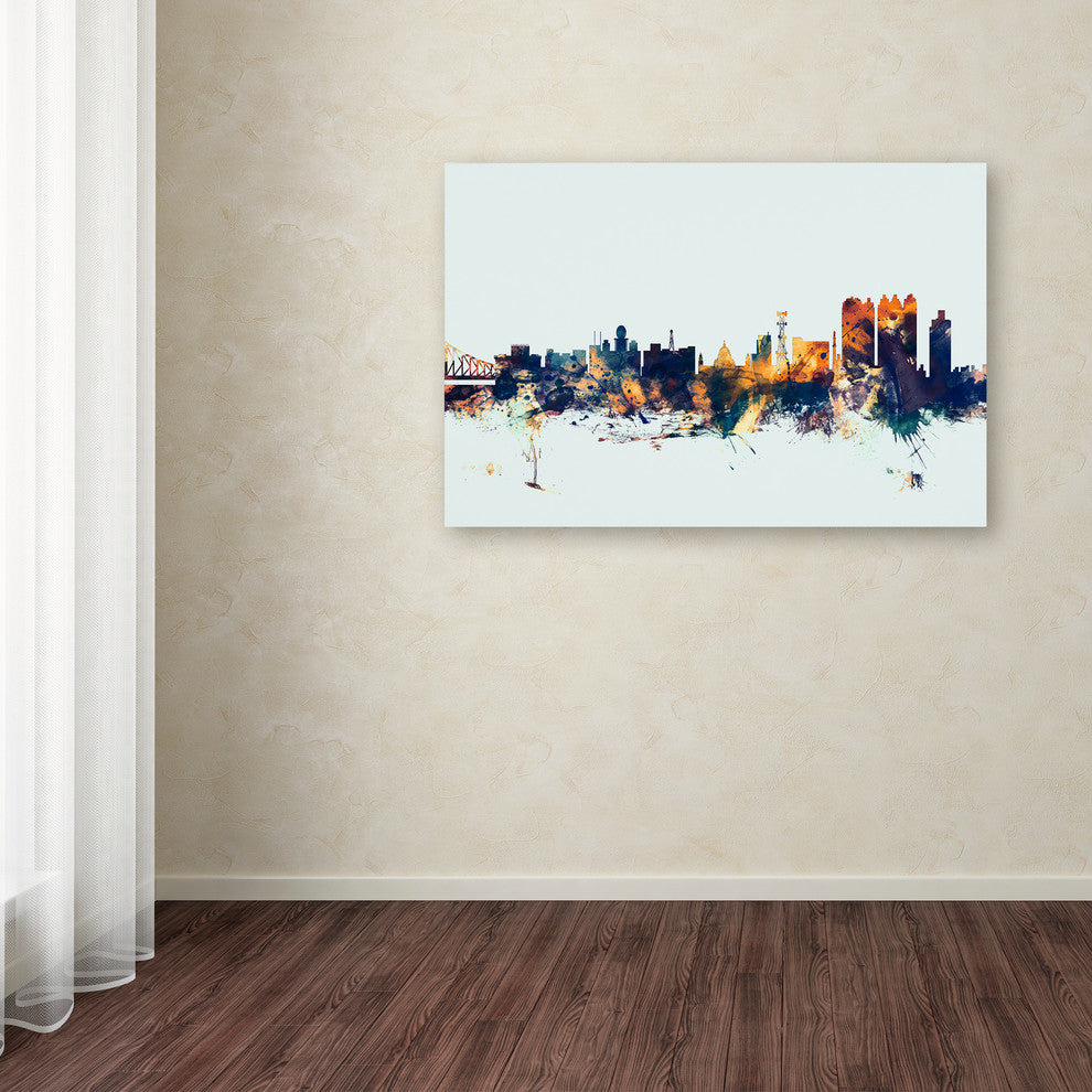 Michael Tompsett ''Calcutta India Skyline Blue'' Canvas Art, 16x24