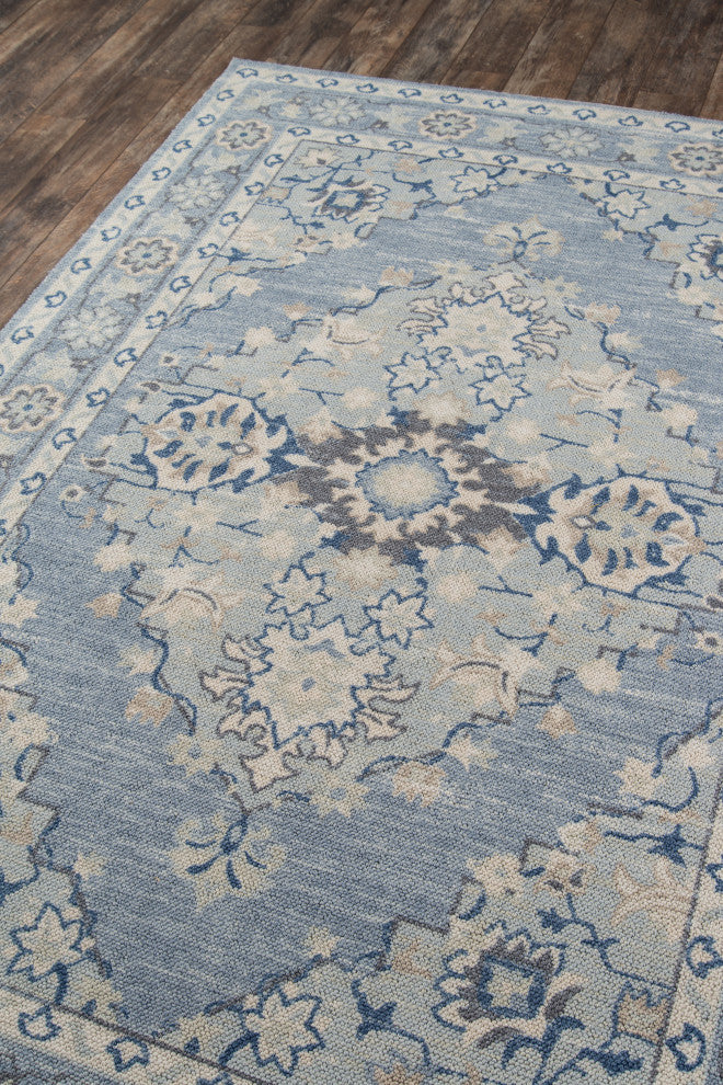 Momeni Anatolia Wool Blend Blue Area Rug 6'6" X 9'