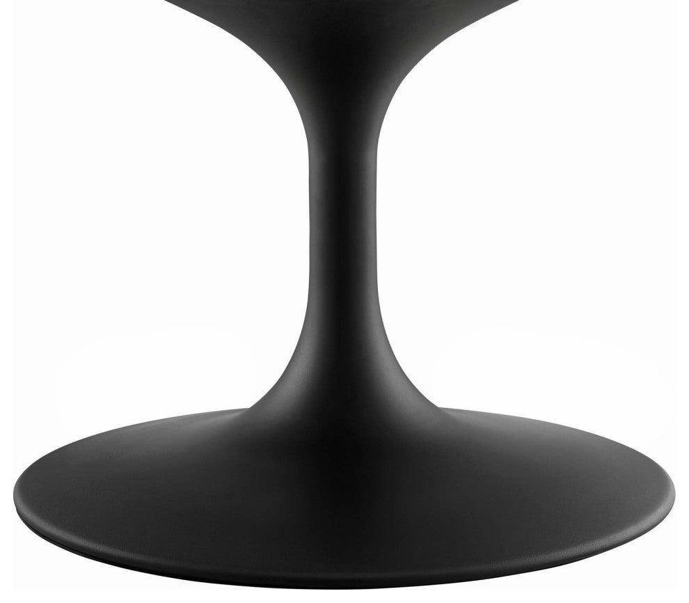 Living Lounge Oval Coffee Table, Artificial Marble Stone Metal, Black White