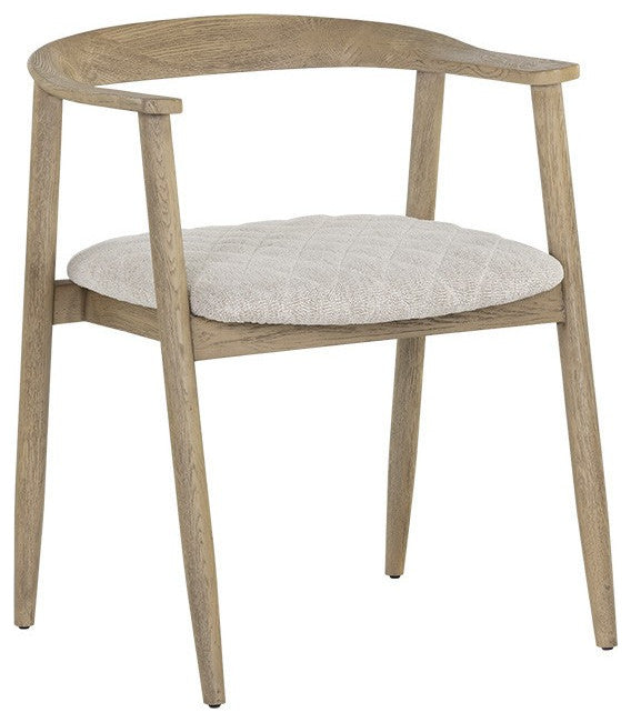 Jeremy Dining Armchair, Weathered Oak, Dove Cream