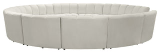 Infinity Channel Tufted Velvet Modular Chair, Cream, 12 Piece