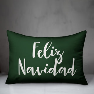 Feliz Navidad, Dark Green 14x20 Lumbar Pillow