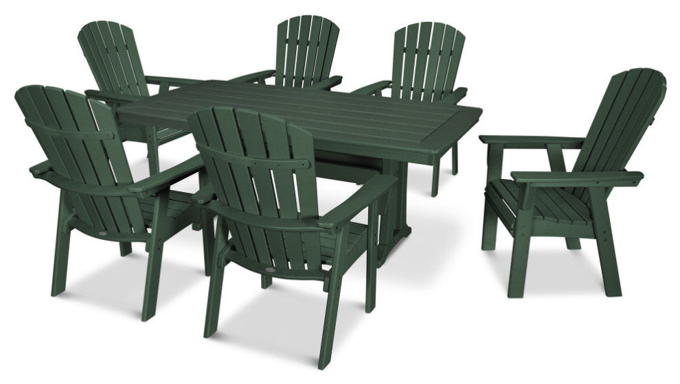 POLYWOOD Nautical Adirondack 7-Piece Trestle Dining Set
