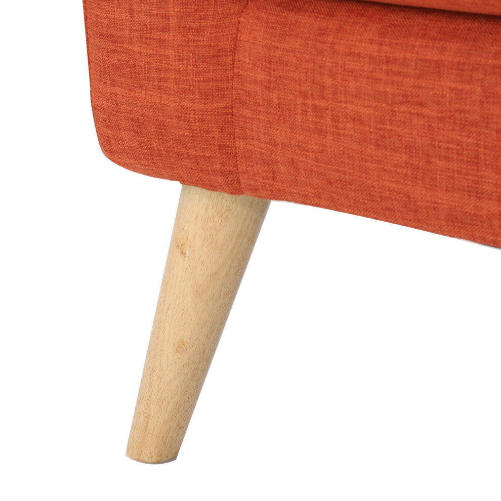 GDF Studio Carol Button Back Mid-Century Fabric Modern Loveseat, Muted Orange