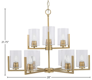 Atlas 9-Light Chandelier, New Age Brass/Clear Bubble