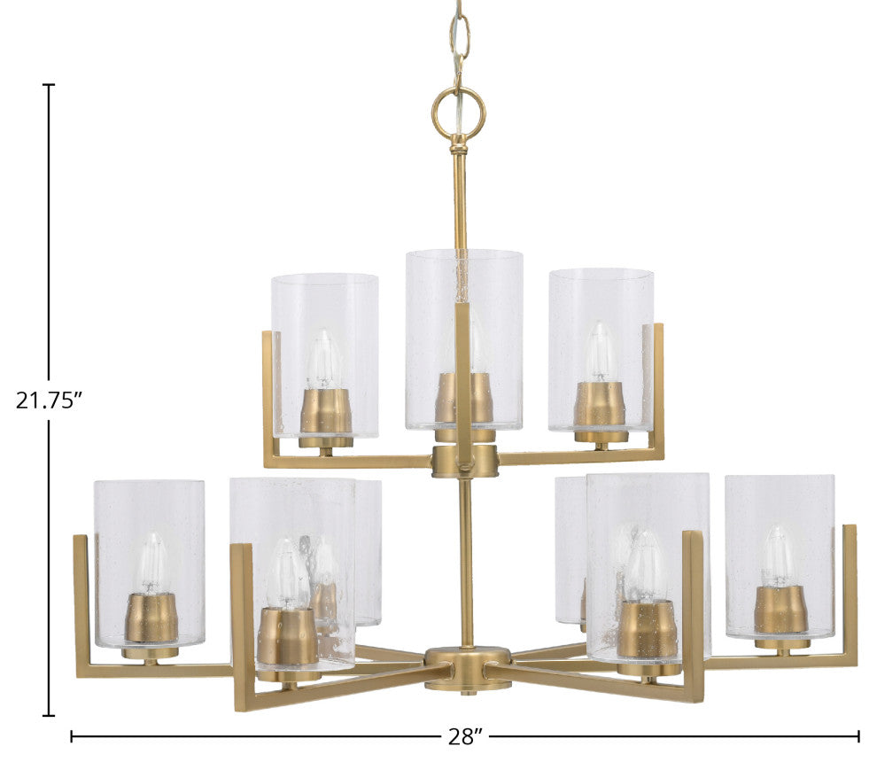 Atlas 9-Light Chandelier, New Age Brass/Clear Bubble
