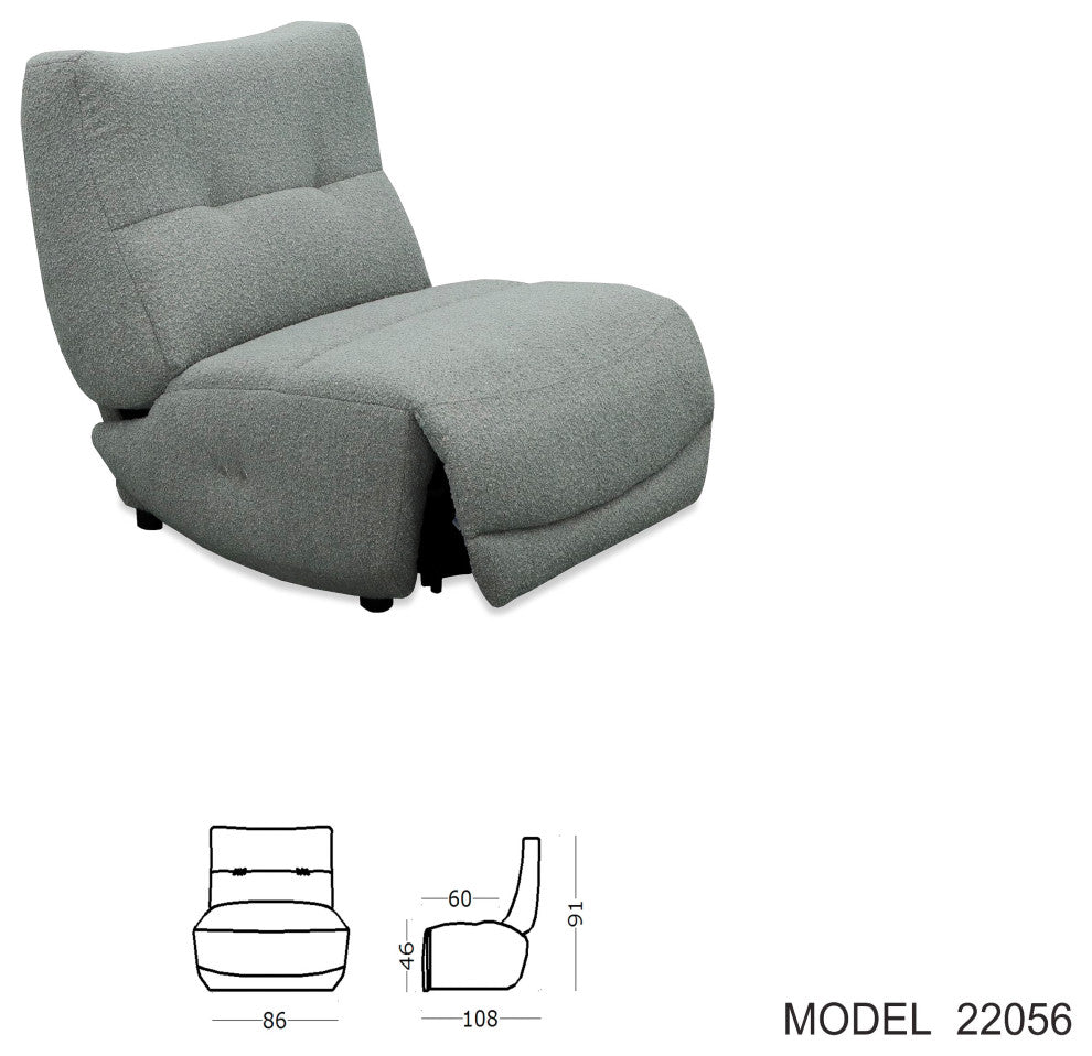 Divani Casa Basil Modern Grey Fabric Small Electric Recliner Chair