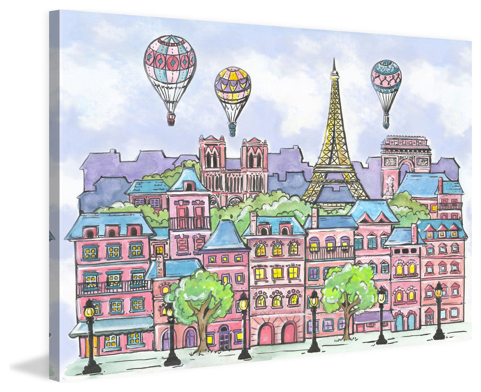 Marmont Hill, "Paris Balloons" by Reesa Qualia Painting on Wrapped Canvas, 36x24