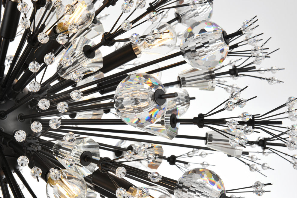 Victor 36" Crystal Starburst Oval Pendant, Black